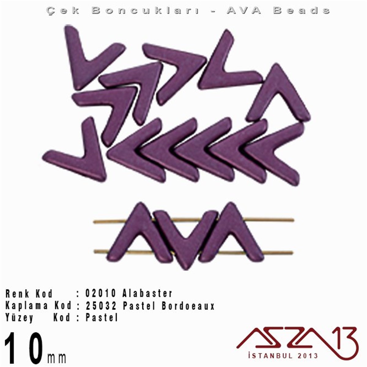 (Ava Beads) 10 mm Alabaster Pastel Bordeaux Boncuk / 4 Adet