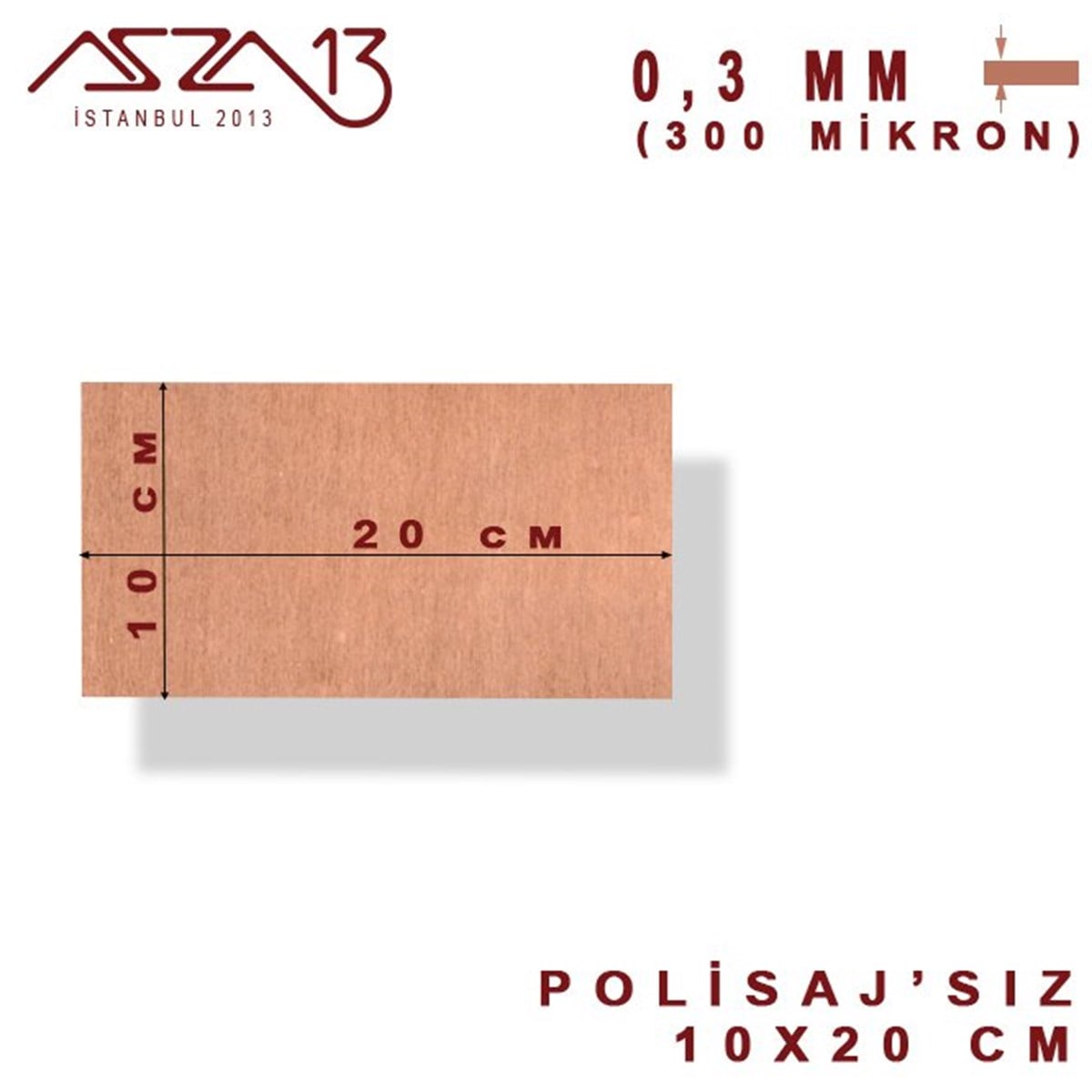 0,3 mm Bakır Levha (100 mm x 200 mm)