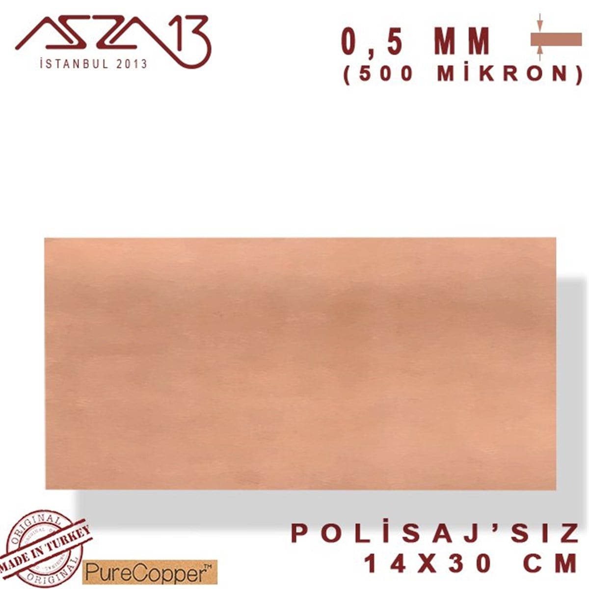 0,5mm Bakır Levha (140mm x 300mm)