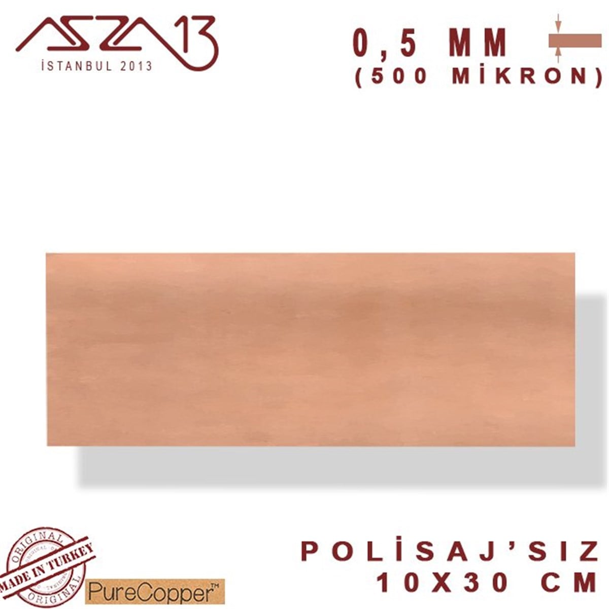 0,5mm Bakır Levha (100mm x 300mm)