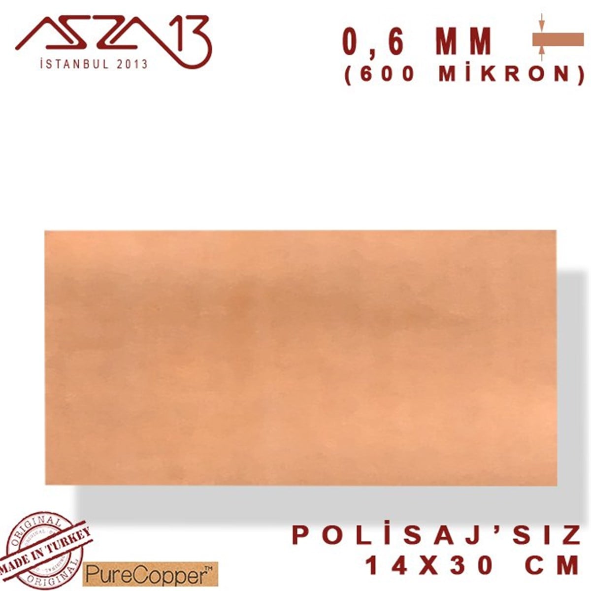 0,6mm Bakır Levha (140mm x 300mm)