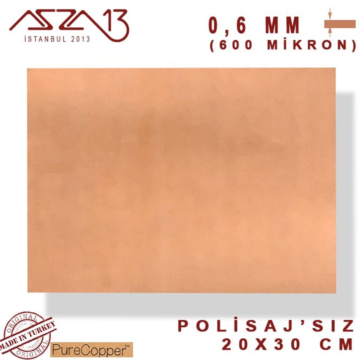 0,6mm Bakır Levha (200mm x 300mm)