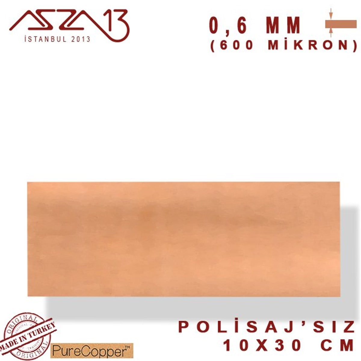 0,6mm Bakır Levha (100mm x 300mm)