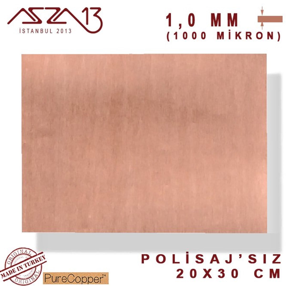 1,0 mm Bakır Levha (200mm x 300mm)