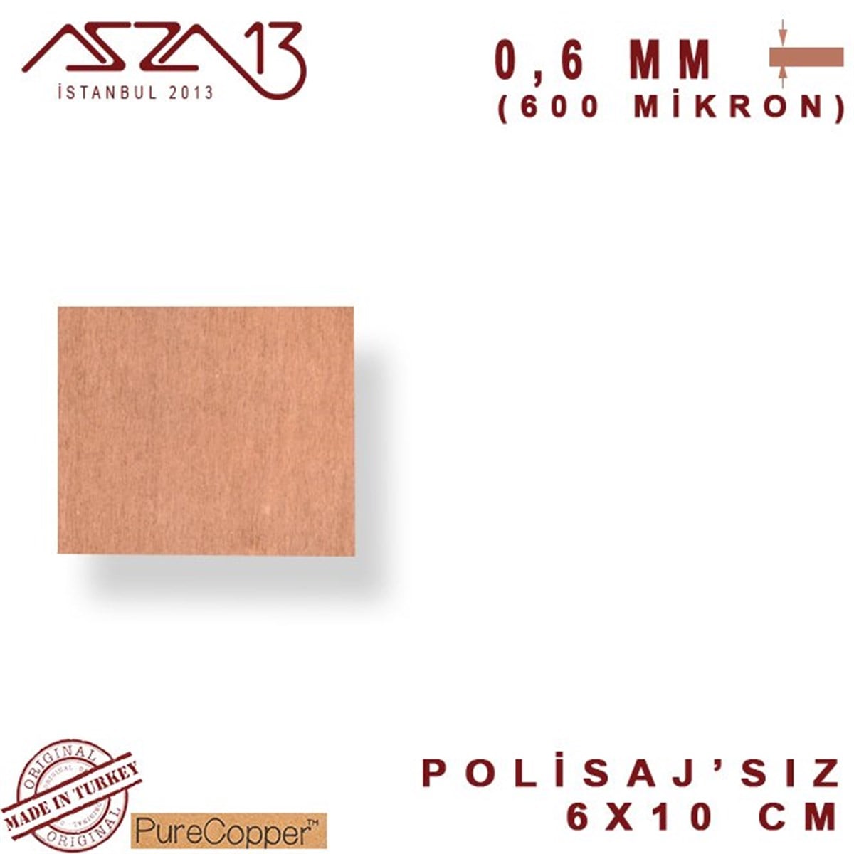 0,6 mm Bakır Şerit (60mm x 100mm)