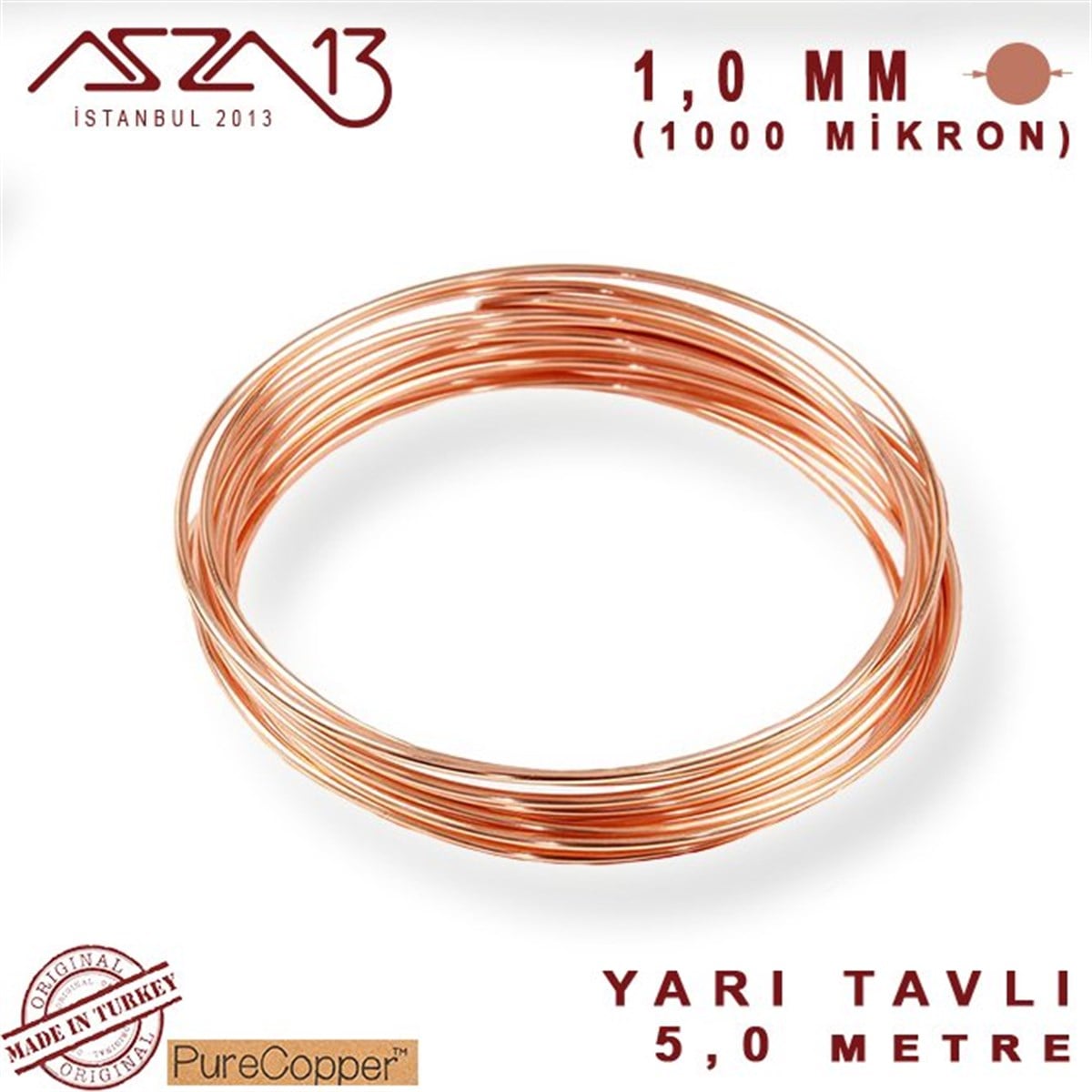 1.0 mm (1000 Mikron) Bakır Tel / Paket İçeriği 5 m