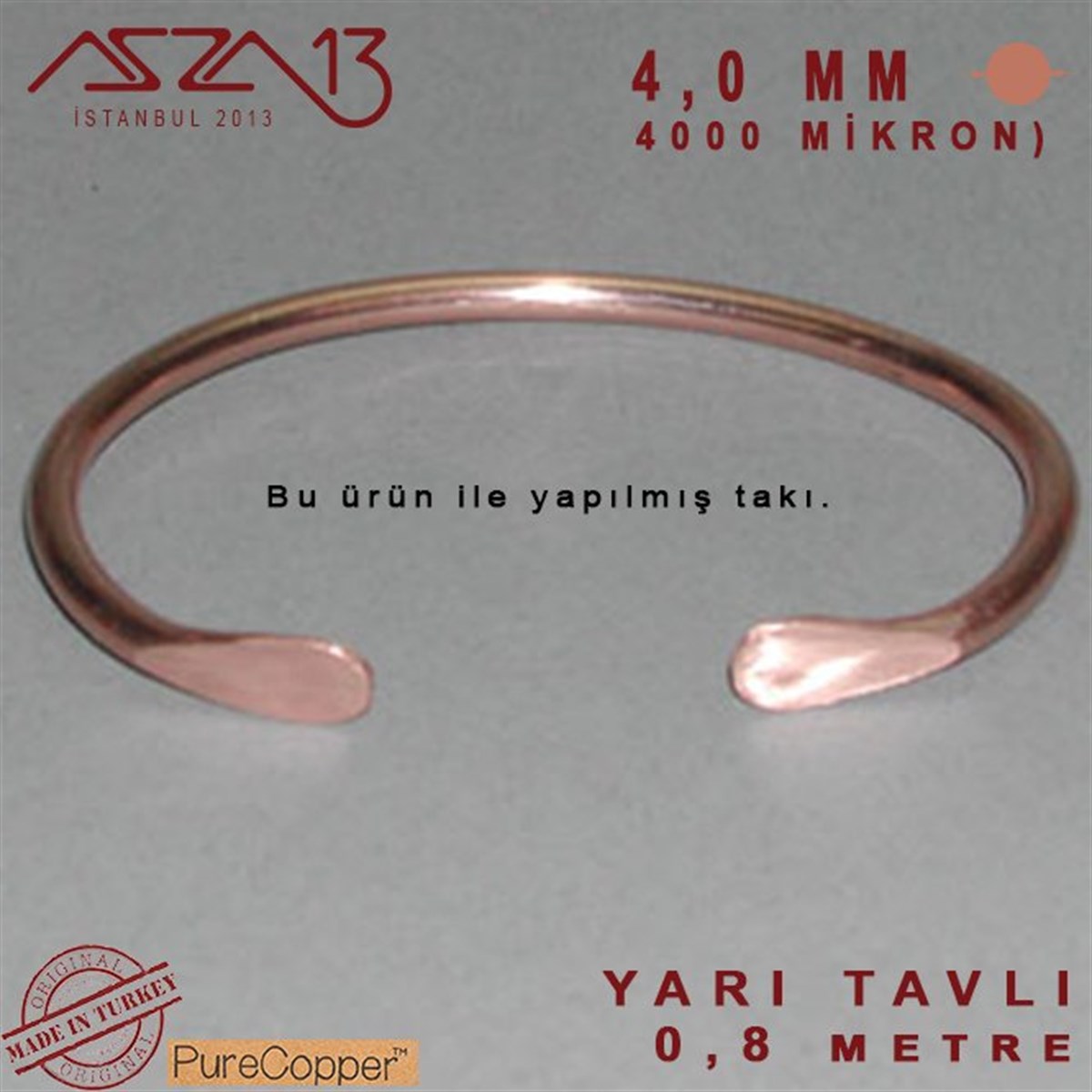 4,0 mm (4000 Mikron) Bakır Tel / Paket İçeriği 80 cm