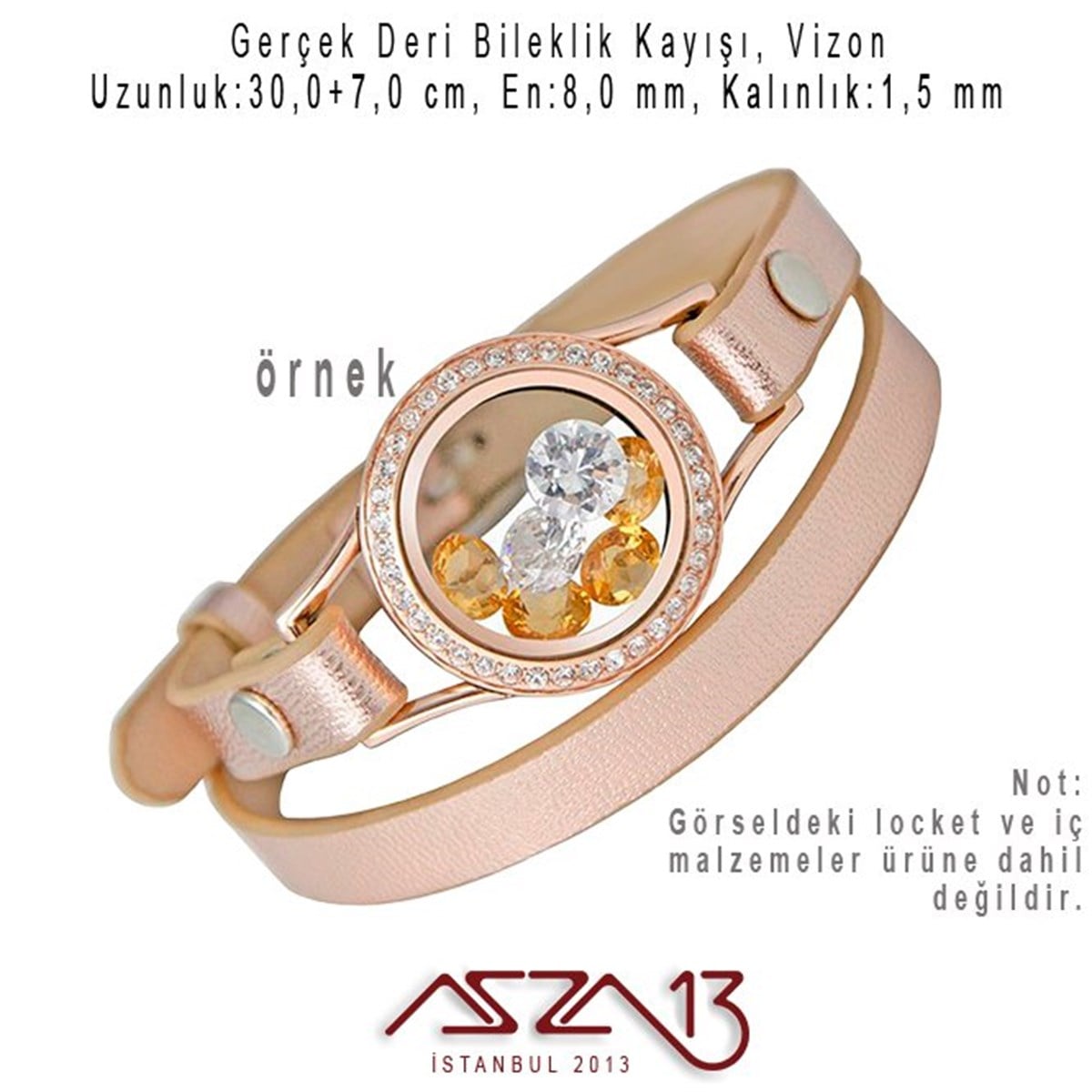 Gerçek Deri, Vizon, 30 cm Bileklik Kayışı (Locket Malzeme İçin)