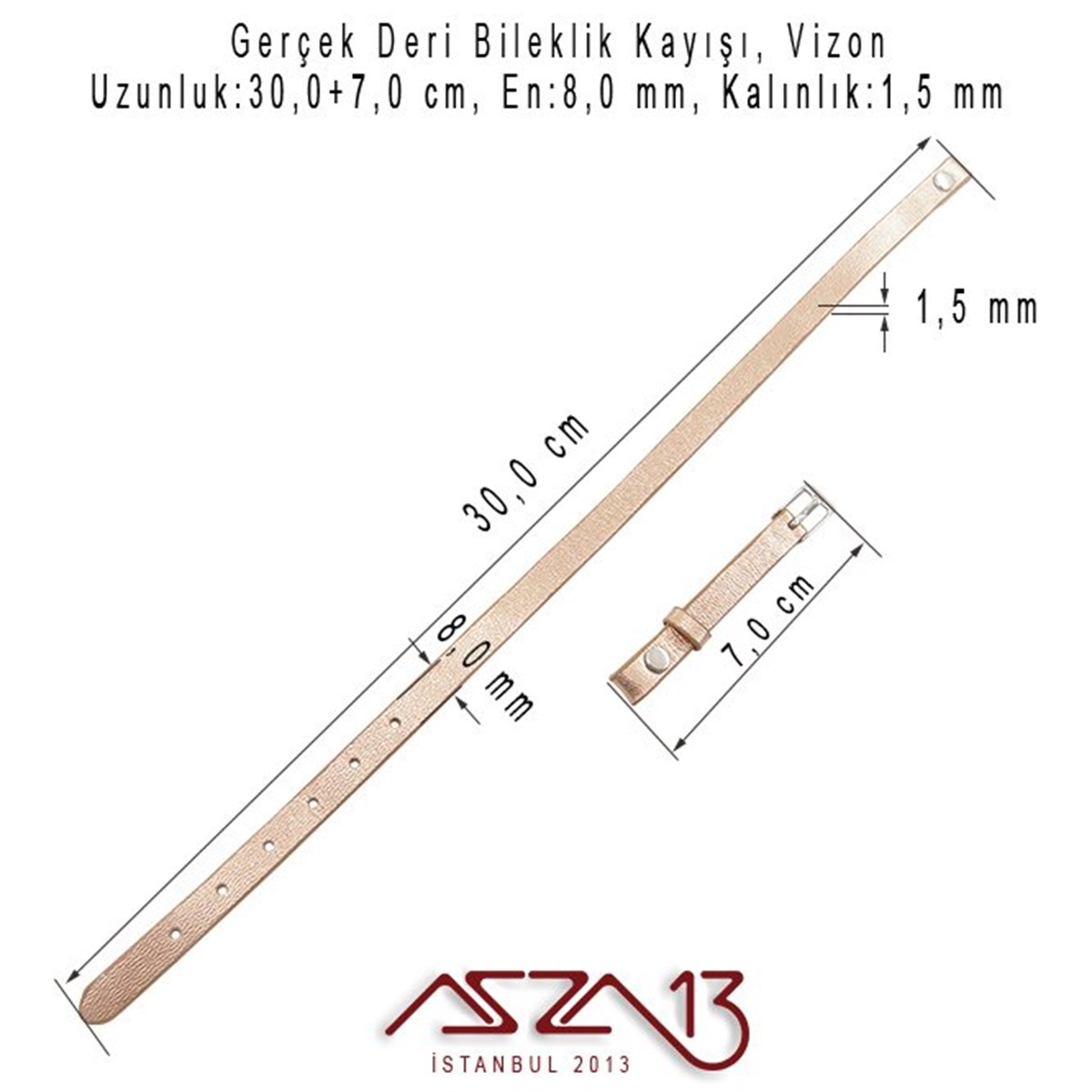 Gerçek Deri, Vizon, 30 cm Bileklik Kayışı (Locket Malzeme İçin)