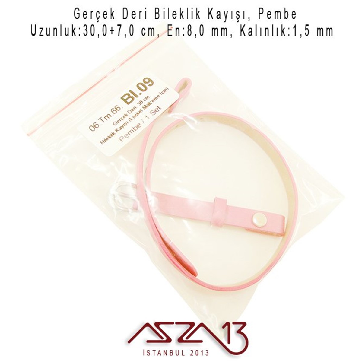 Gerçek Deri, Pembe, 30 cm Bileklik Kayışı (Locket Malzeme İçin)