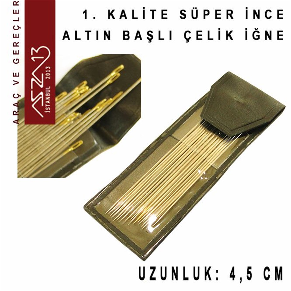 Altın Başlı Süper İnce Boncuk İğnesi / Paket İçeriği 10 Adet