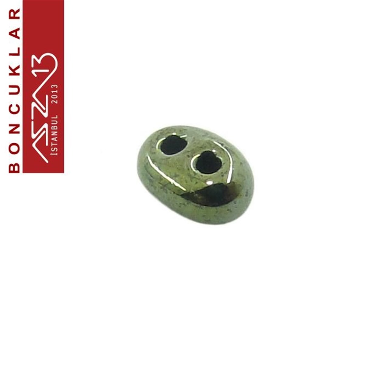 65 Adet 2,5x5 mm Metalik Yosun Yeşil Renkli Twin Cam Boncuk (3,8 gr)