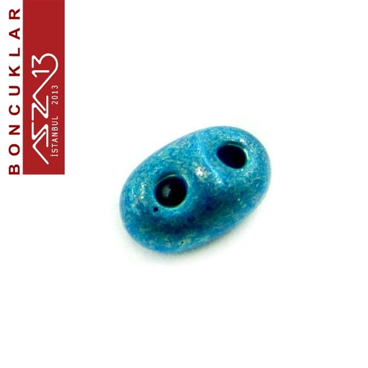 65 Adet 2,5x5 mm Metalik Turkuaz Renkli Twin Cam Boncuk (3,8 gr)