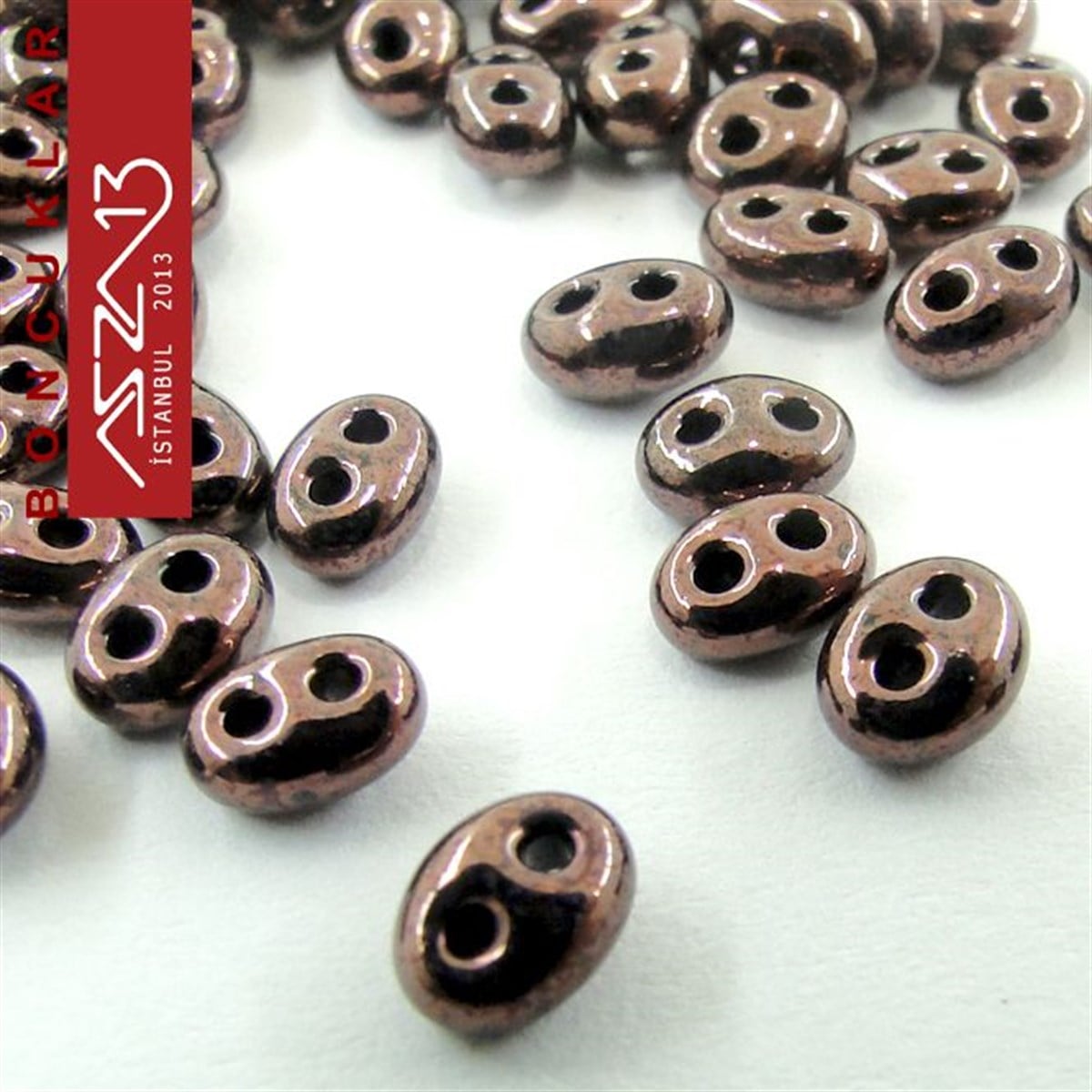 65 Adet 2,5x5 mm Metalik Bronz Renkli Twin Cam Boncuk (3,8 gr)