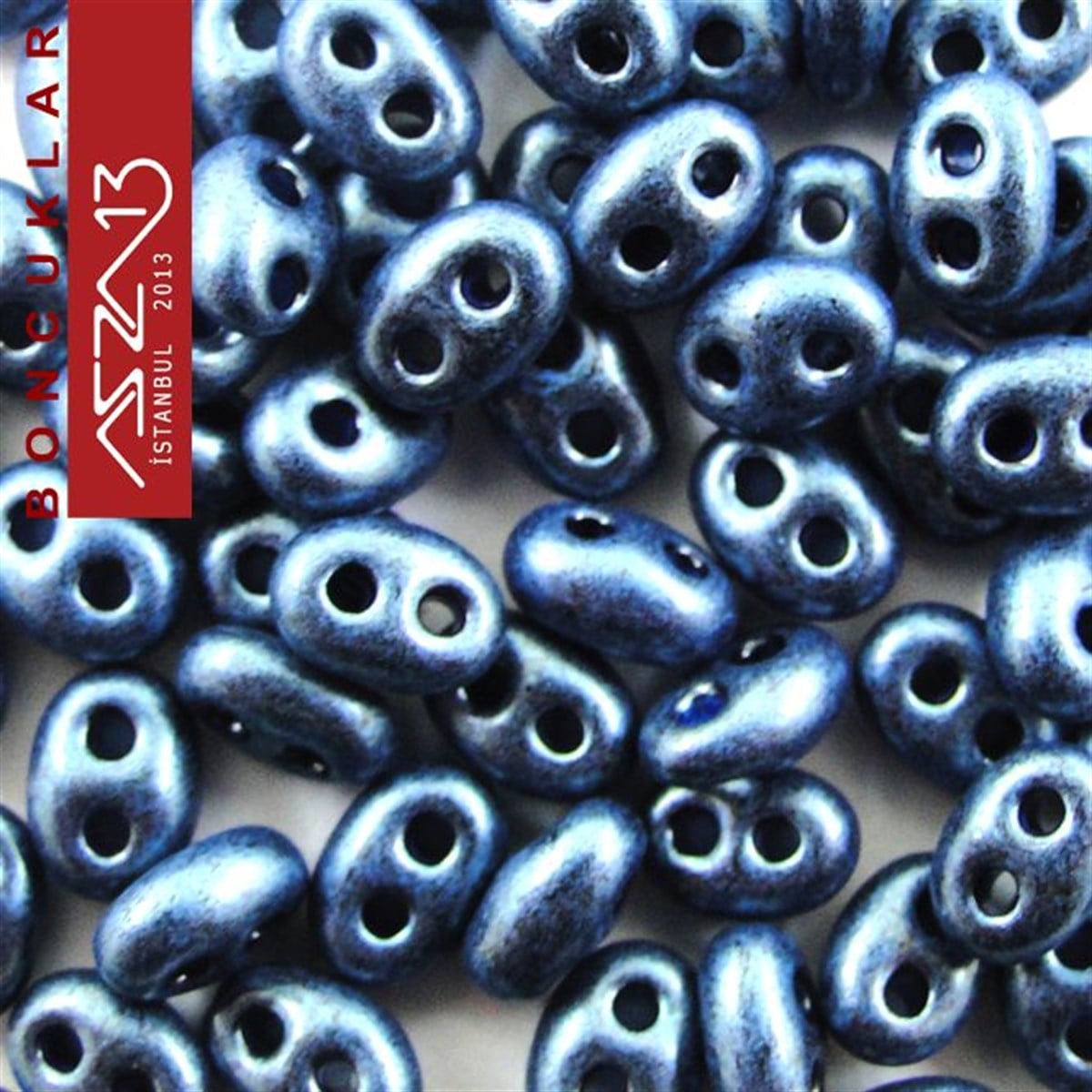 65 Adet 2,5x5 mm Metalik Petrol Mavisi Renkli Twin Cam Boncuk (3,8 gr)