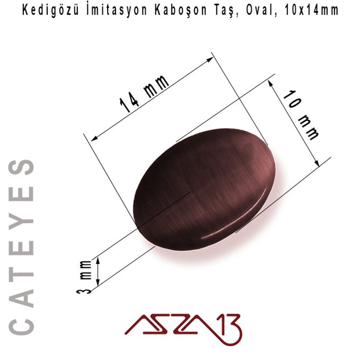 Pembe-Mavi Renk Kedigözü 10x14/3 mm Oval İmitasyon Cam Kaboşon / Paket İçeriği 4 Adet
