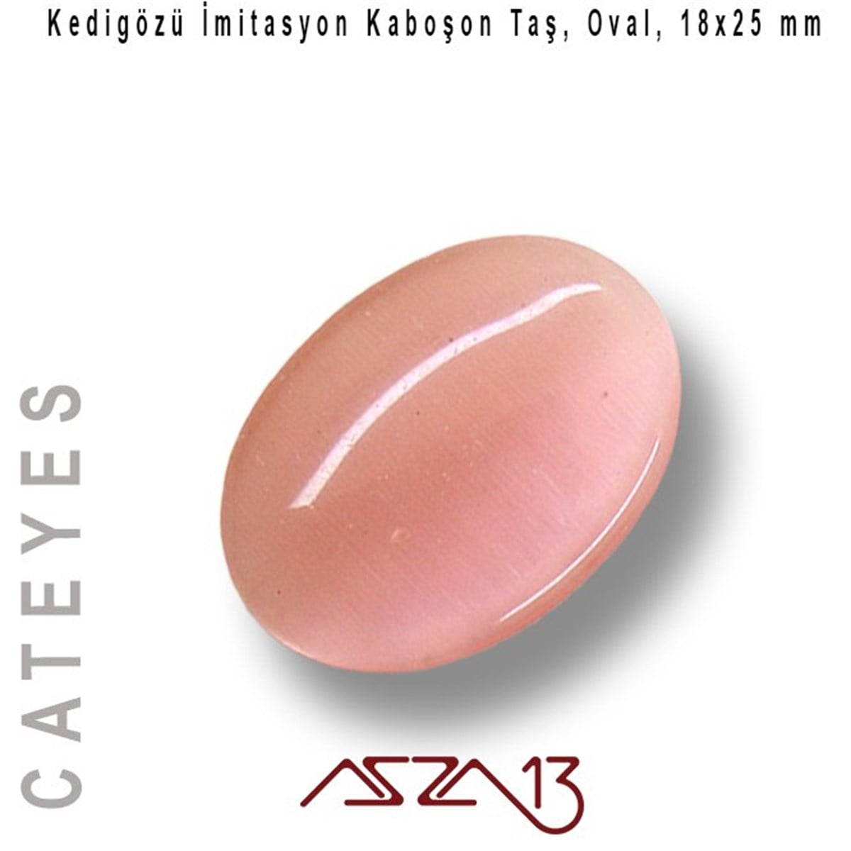 Pembe Renk Kedigözü 18x25/3,5 mm Oval İmitasyon Cam Kaboşon / Paket İçeriği 1 Adet