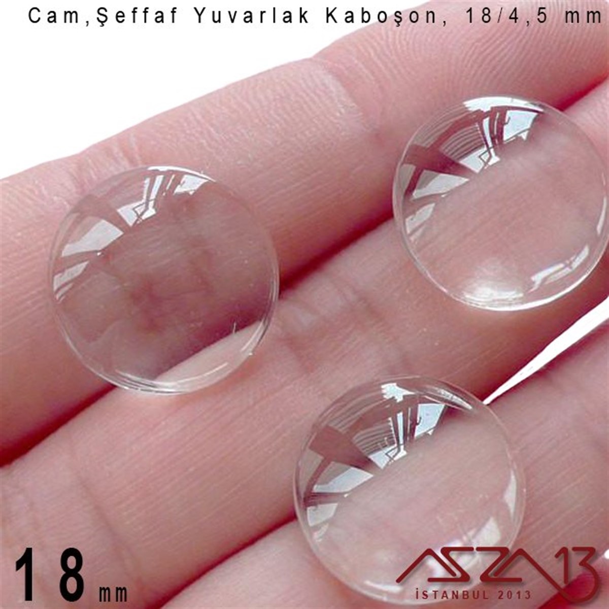 Şeffaf 18 mm, Yuvarlak Cam Kaboşon / Paket İçeriği 1 Adet