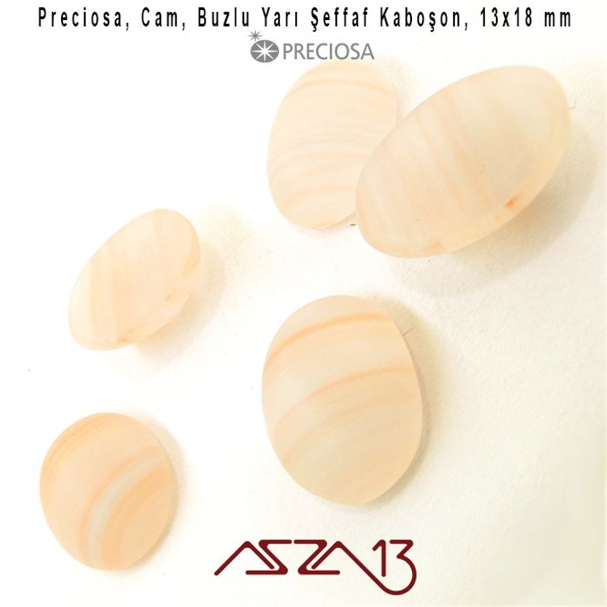 Açık Somon 13x18 Oval Buzlu Cam Kaboşon / Paket İçeriği 3 Adet
