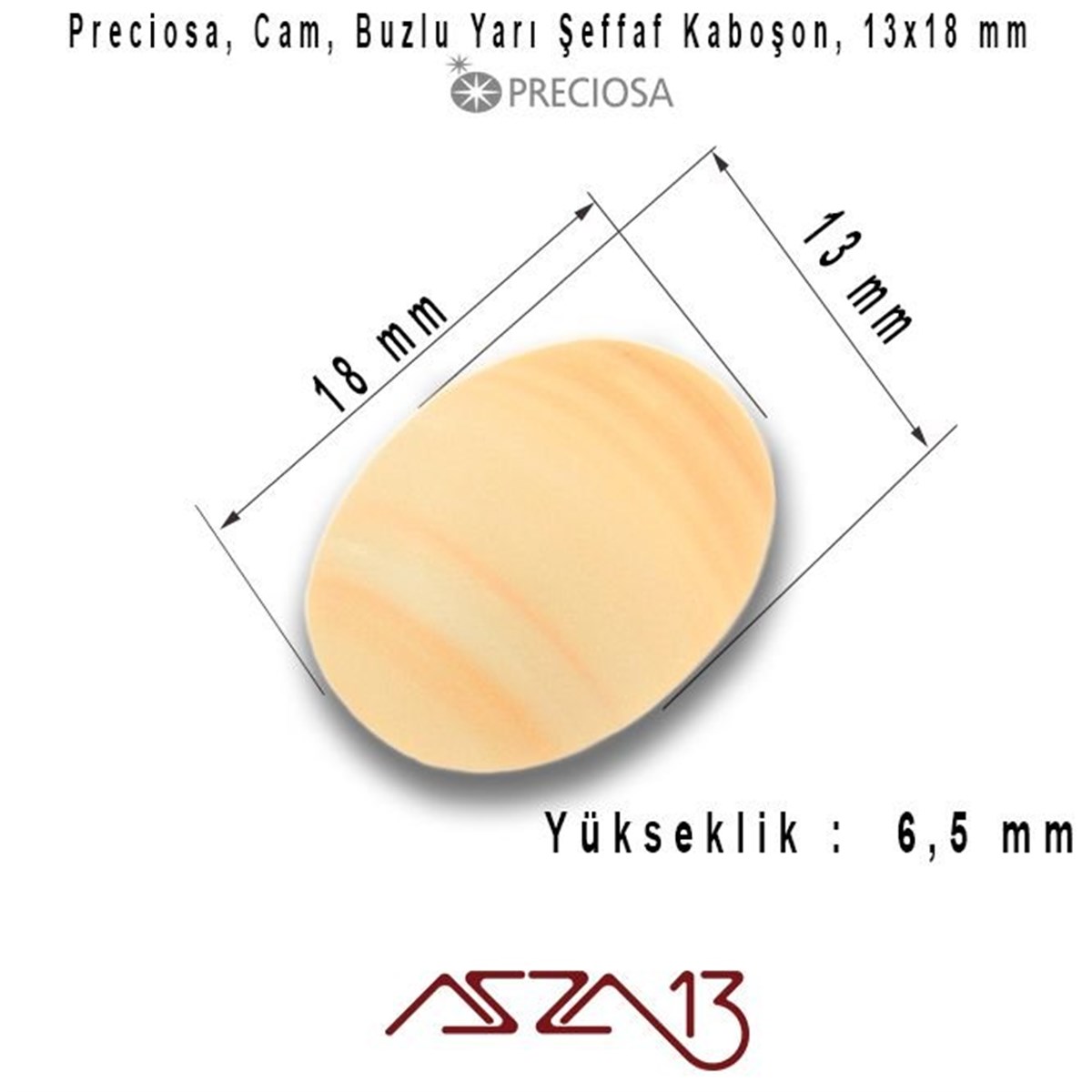 Açık Somon 13x18 Oval Buzlu Cam Kaboşon / Paket İçeriği 3 Adet