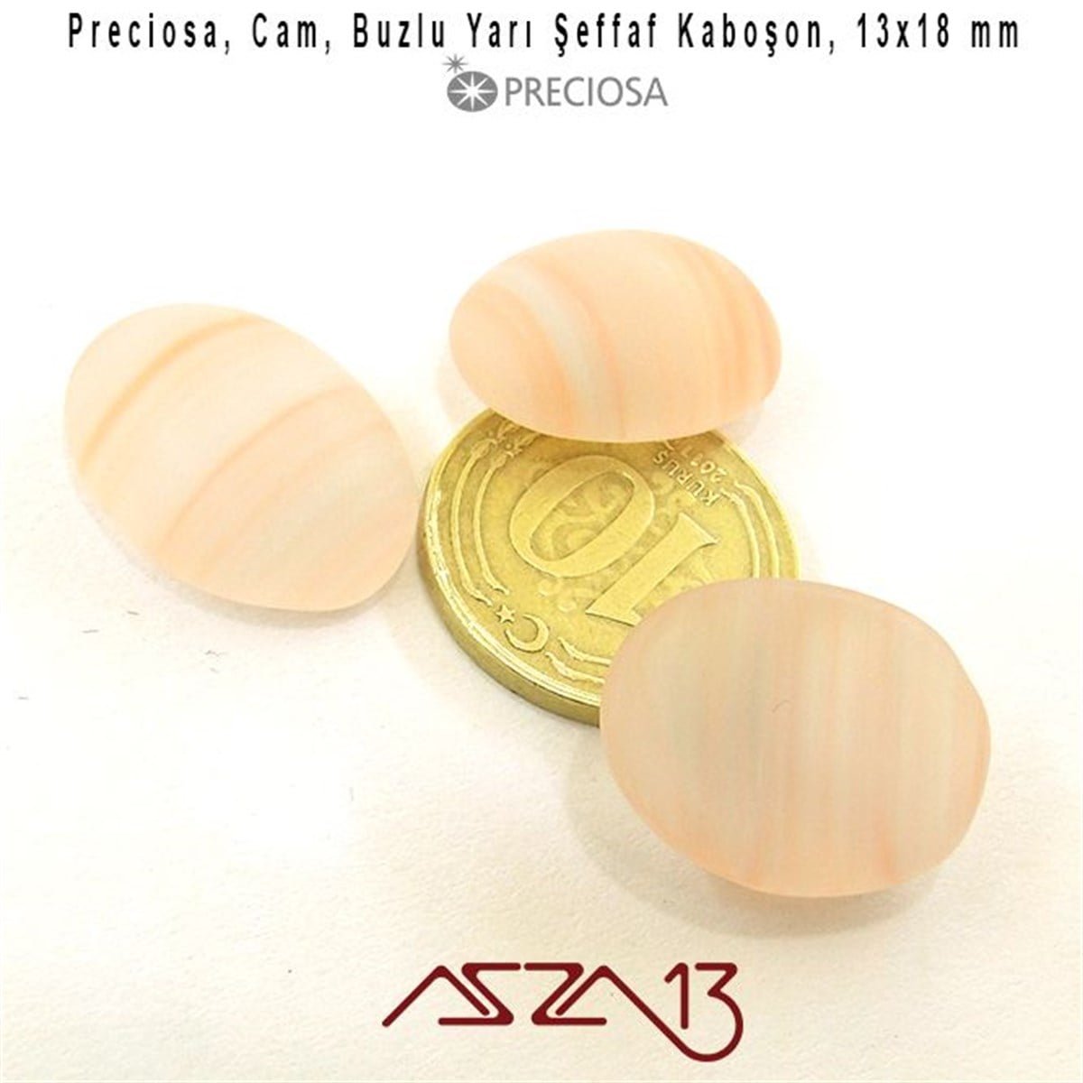 Açık Somon 13x18 Oval Buzlu Cam Kaboşon / Paket İçeriği 3 Adet