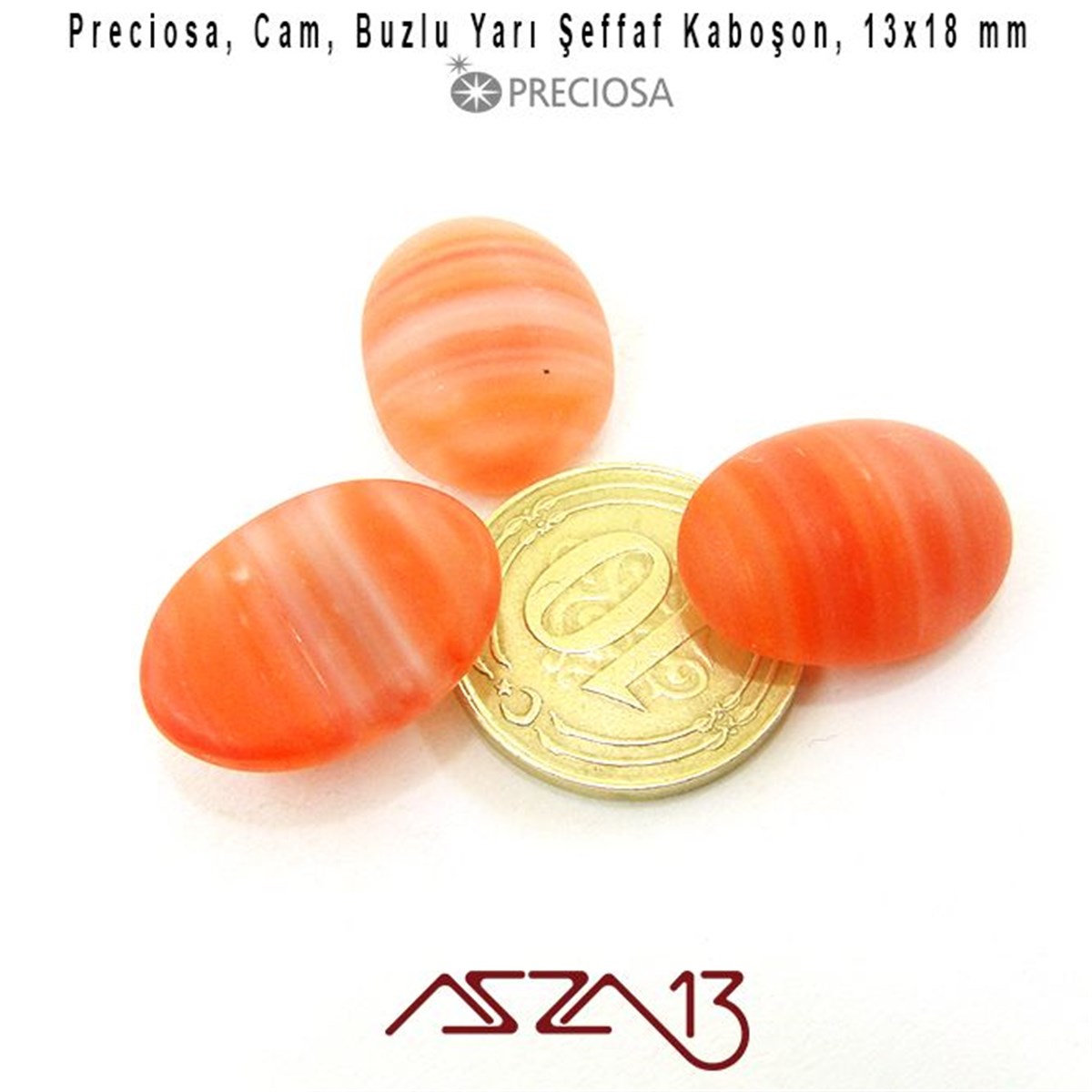 Koyu Somon 13x18 Oval Buzlu Cam Kaboşon / Paket İçeriği 3 Adet