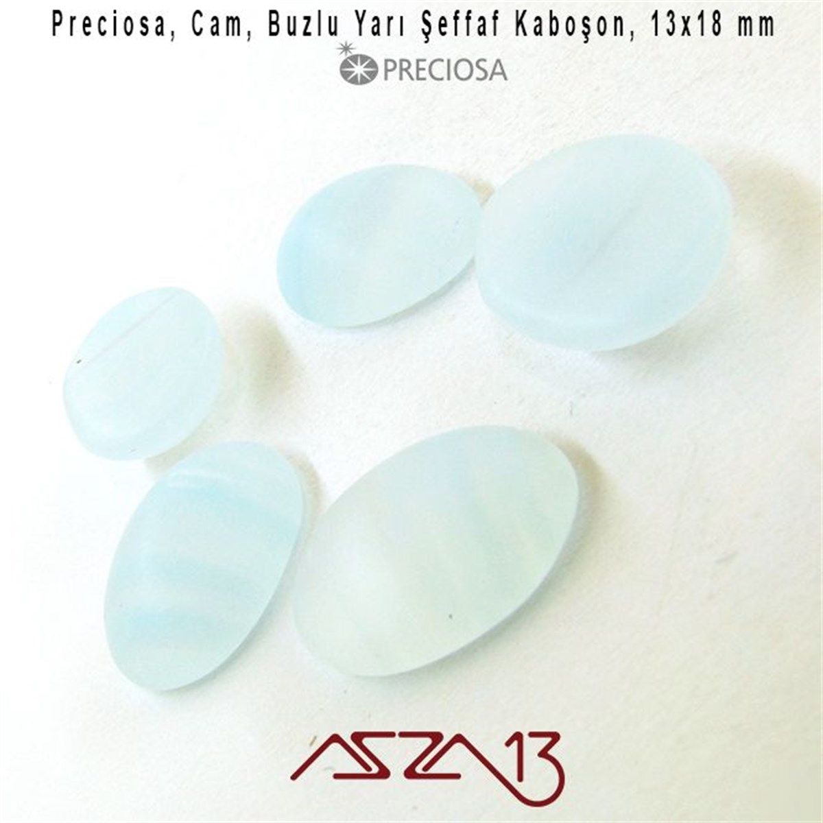 Su Mavisi 13x18 Oval Buzlu Cam Kaboşon / Paket İçeriği 3 Adet