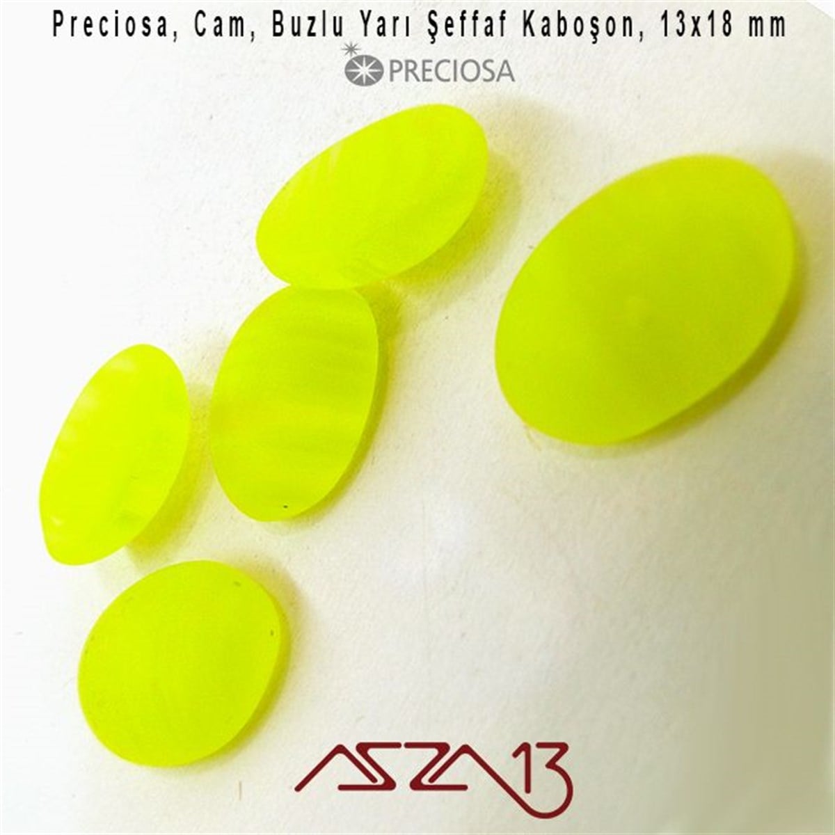 Sarı 13x18 Oval Buzlu Cam Kaboşon / Paket İçeriği 3 Adet
