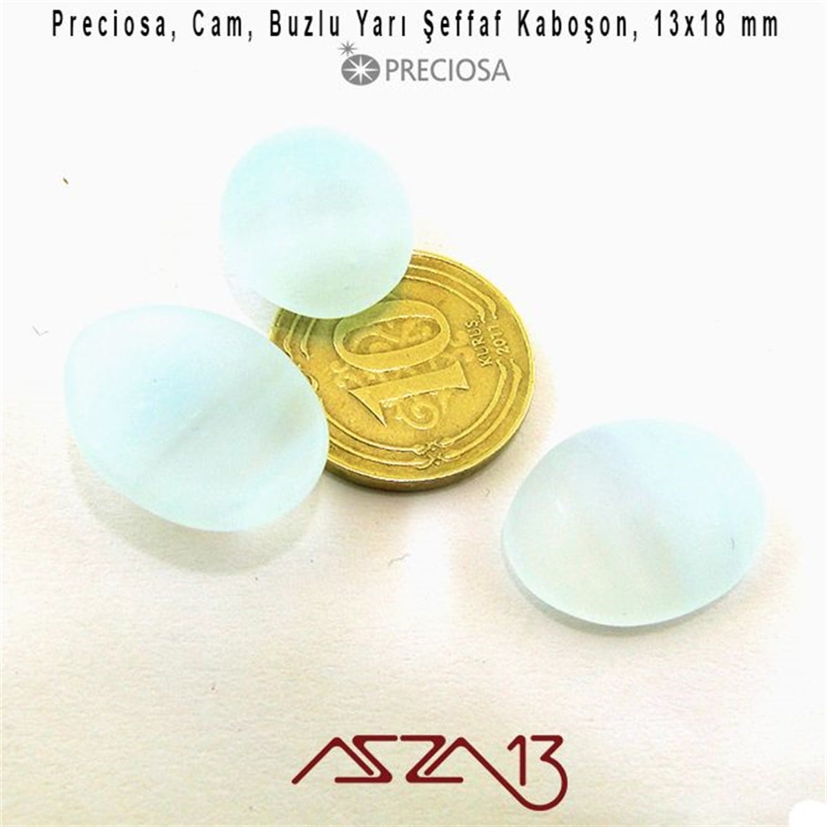 Su Mavisi 13x18 Oval Buzlu Cam Kaboşon / Paket İçeriği 3 Adet