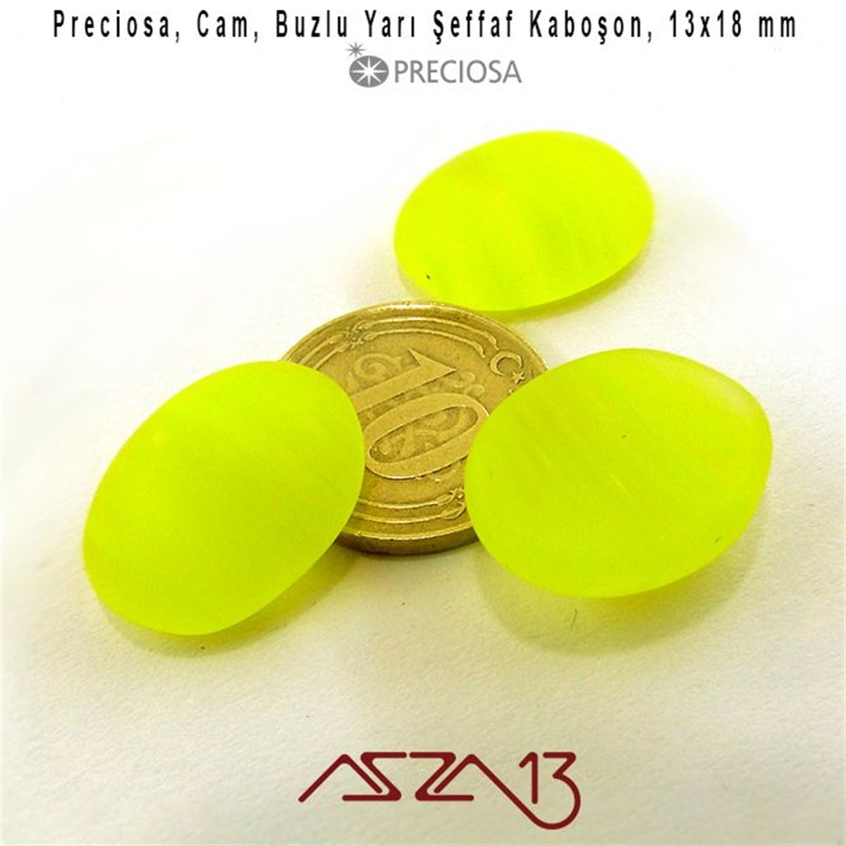 Sarı 13x18 Oval Buzlu Cam Kaboşon / Paket İçeriği 3 Adet