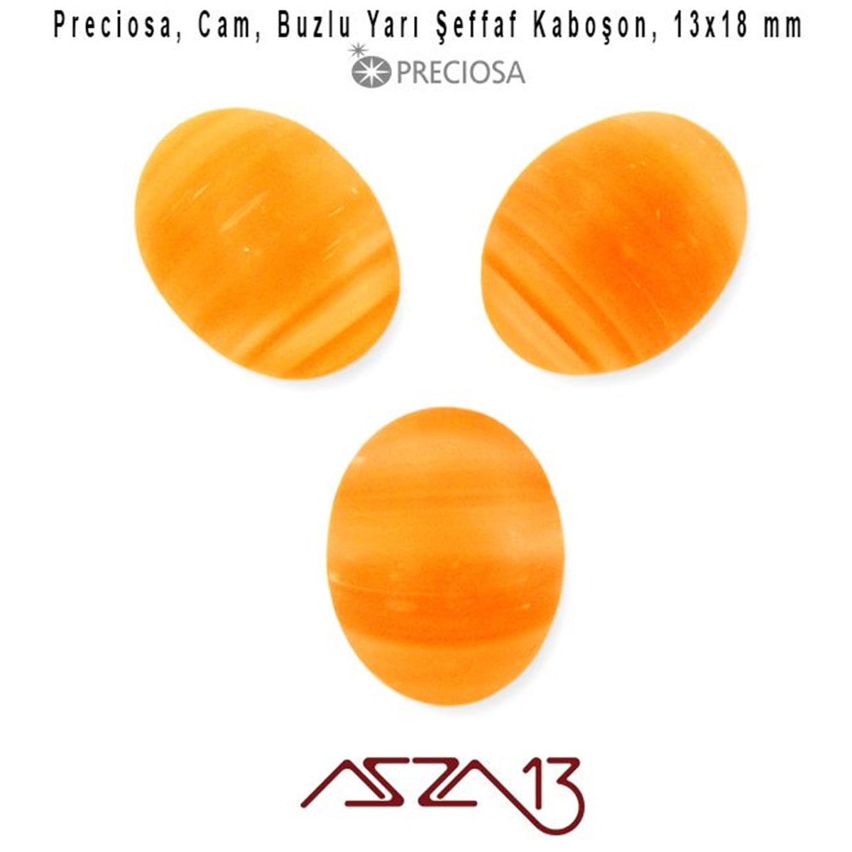 Turuncu 13x18 Oval Buzlu Cam Kaboşon / Paket İçeriği 3 Adet