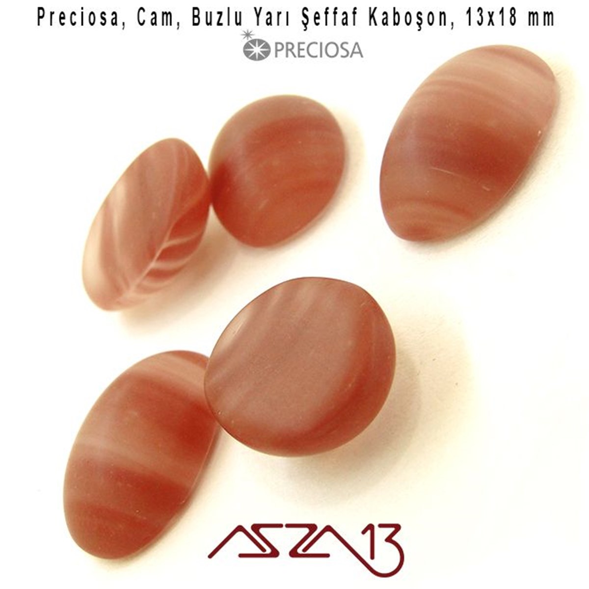 Vişne 13x18 Oval Buzlu Cam Kaboşon / Paket İçeriği 3 Adet