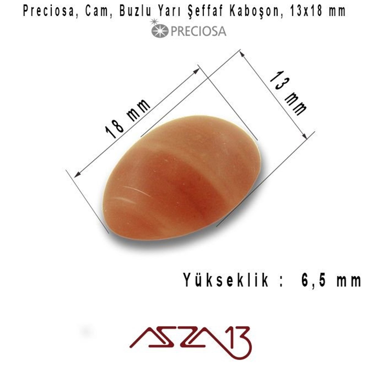 Vişne 13x18 Oval Buzlu Cam Kaboşon / Paket İçeriği 3 Adet