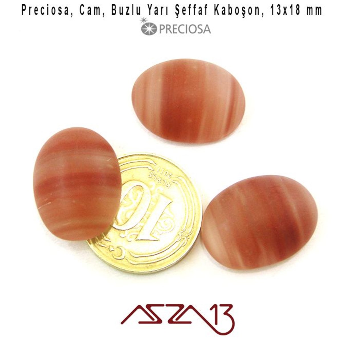 Vişne 13x18 Oval Buzlu Cam Kaboşon / Paket İçeriği 3 Adet