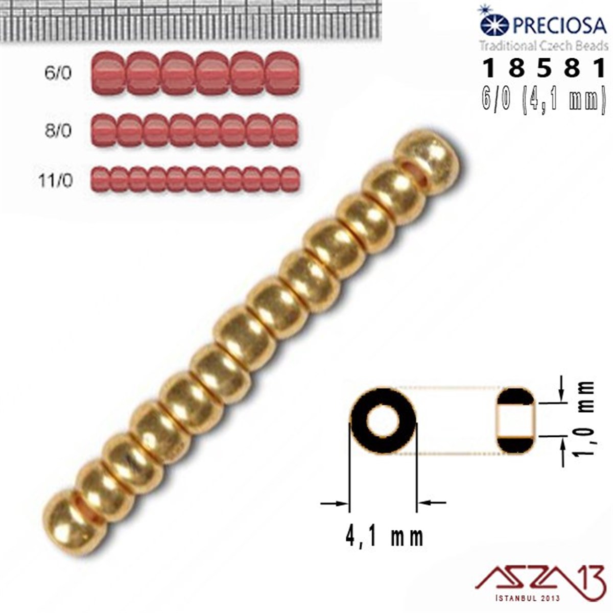 18581 Cam Kum Boncuk 6/0 (4.1 mm) 13 gr