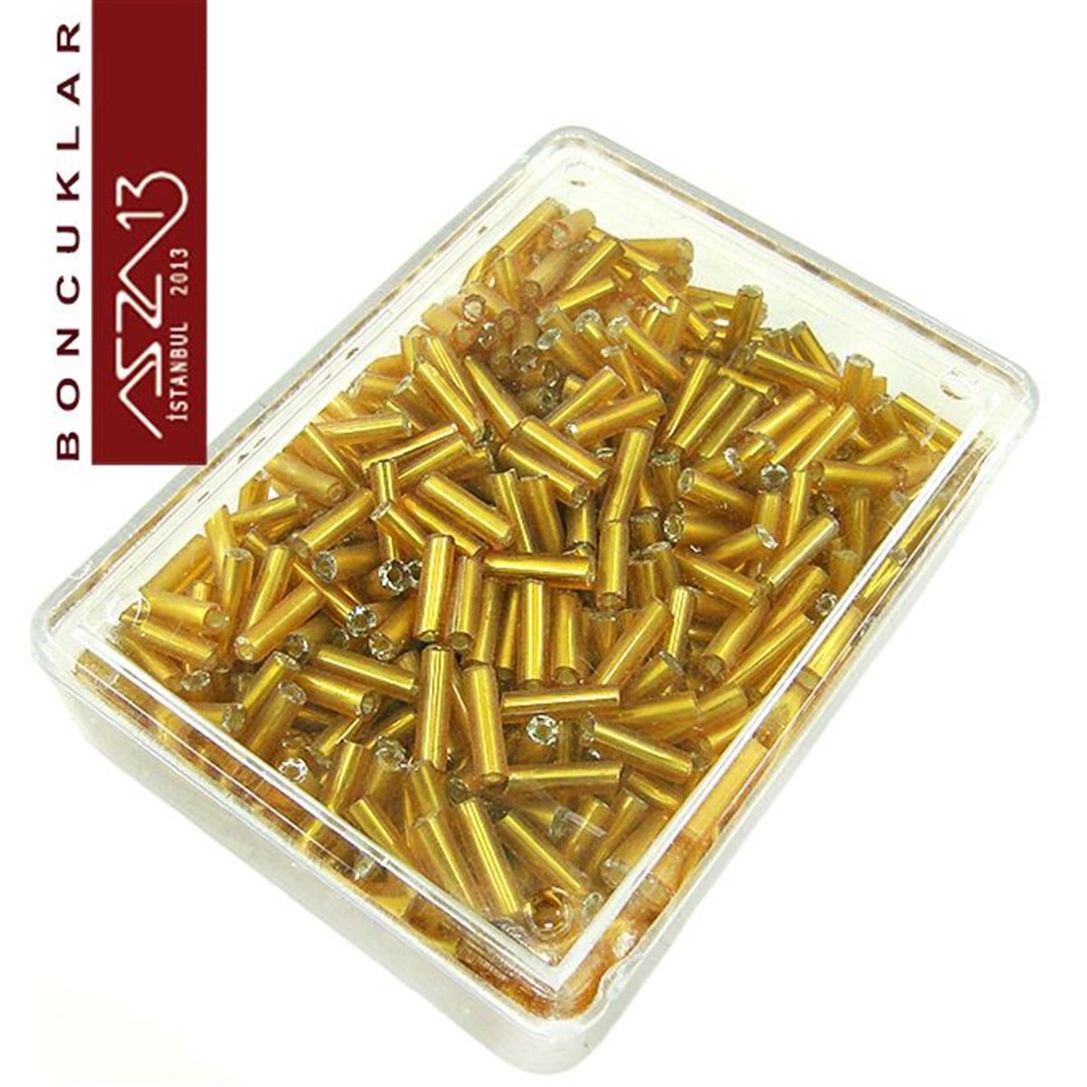 2x7 mm Altın Silindirik Kum Cam Boncuk