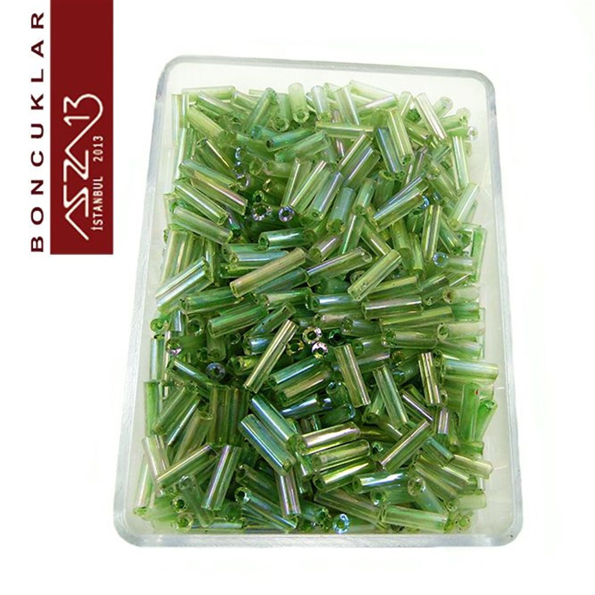 2x7 mm Yeşil Silindirik Kum Cam Boncuk