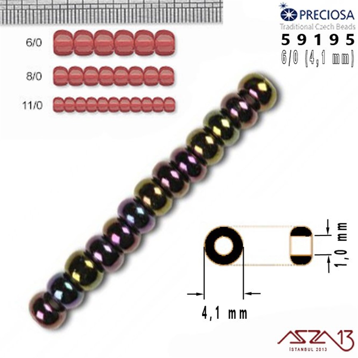 59195 Cam Kum Boncuk 6/0 (4.1 mm) 13 gr