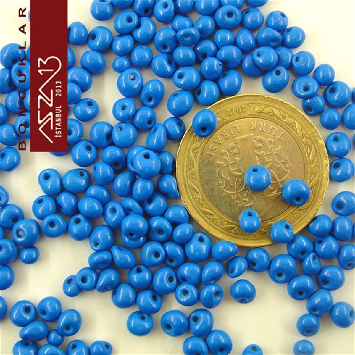 5/0 Damla (Drop), Okyanus Mavi, Kum Cam Boncuk / 20 gr