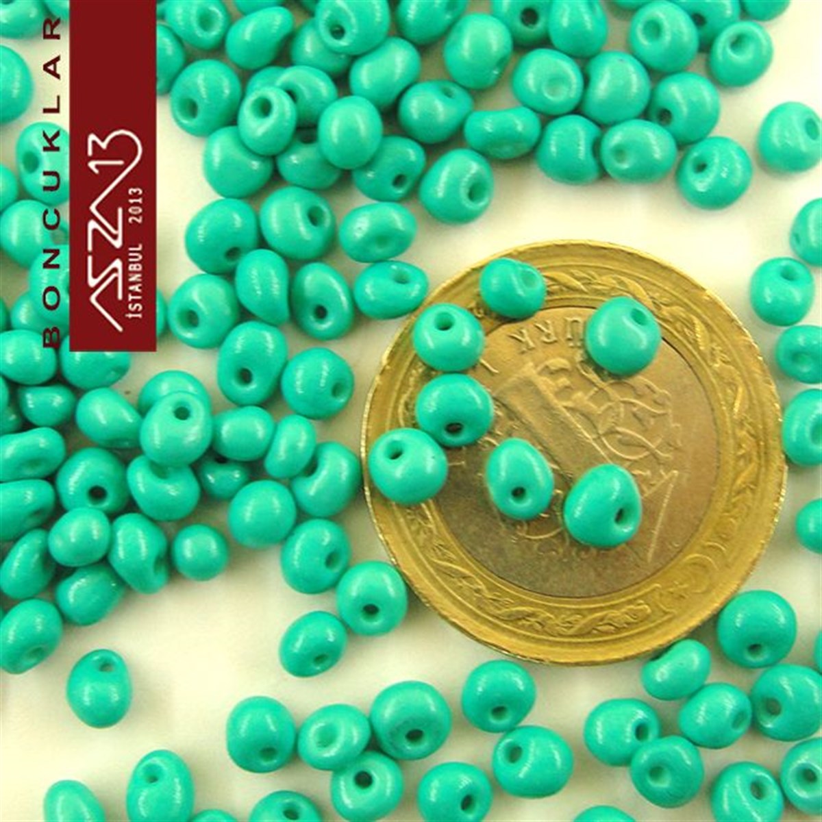 5/0 Damla (Drop), Yeşil Koyu Turkuaz, Kum Cam Boncuk / 20 gr