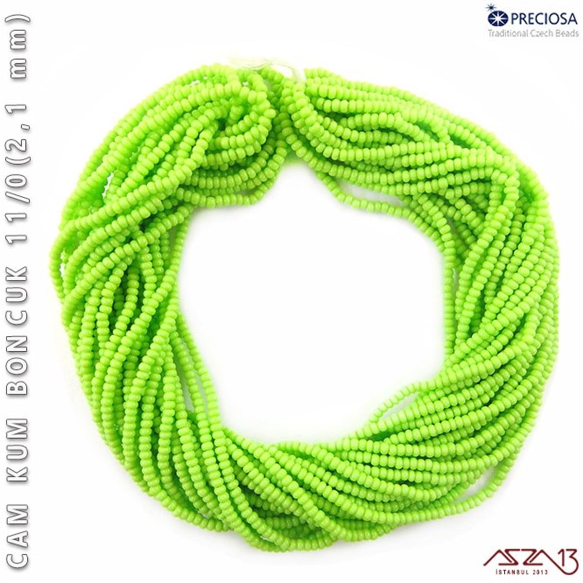 Açık Çimen Yeşili Cam Kum Boncuk 11/0 (2,1 mm) 40 gr