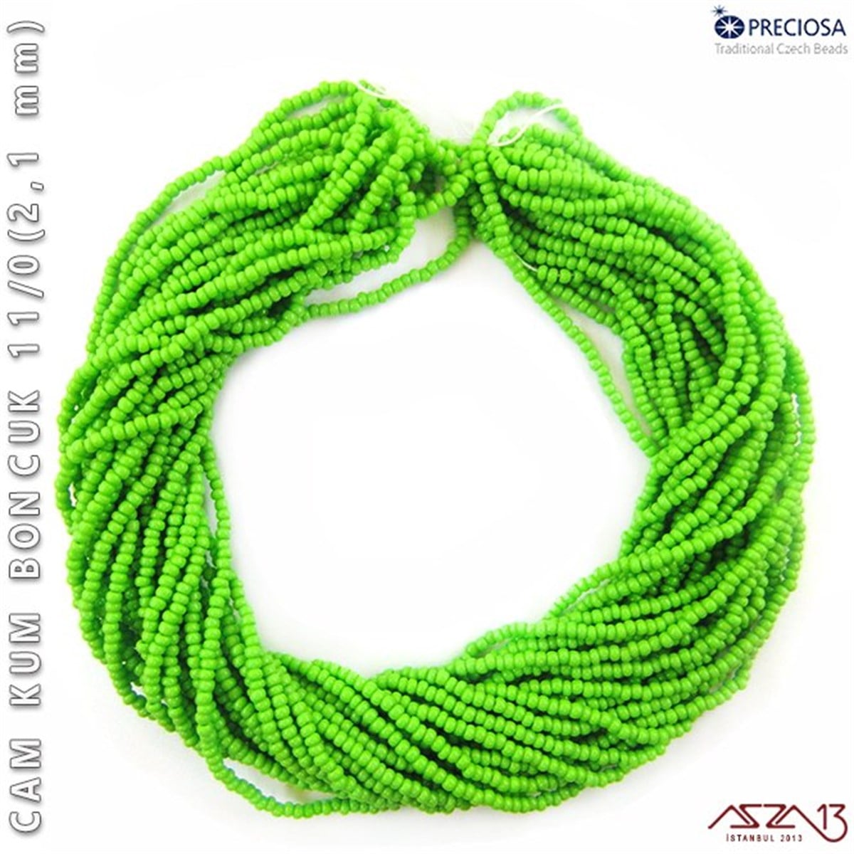 Çimen Yeşili Cam Kum Boncuk 11/0 (2,1 mm) 40 gr