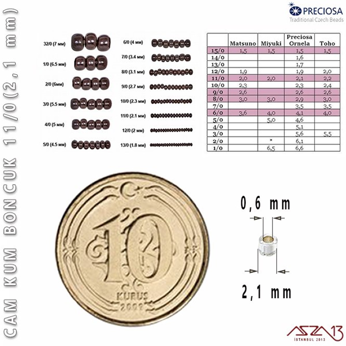 Çimen Yeşili Cam Kum Boncuk 11/0 (2,1 mm) 40 gr