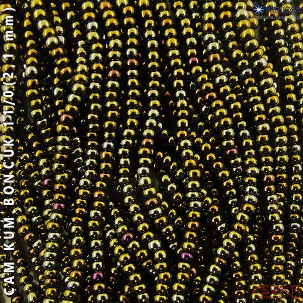 Metalik Janjanlı Zeytin Yeşil Cam Kum Boncuk 11/0 (2,1 mm) 40 gr