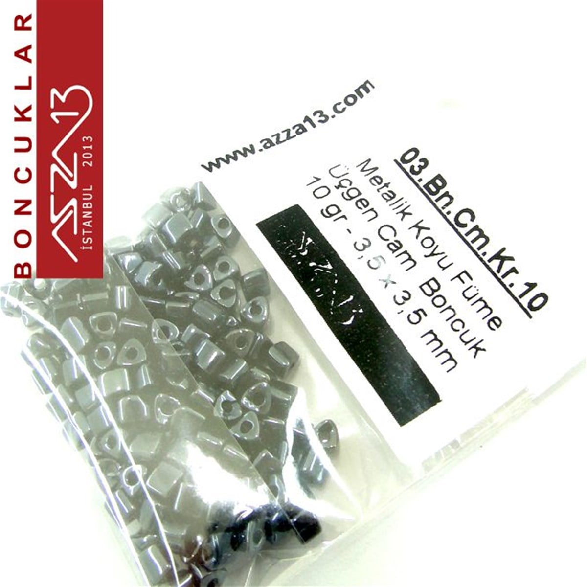 Metalik Koyu Füme, Opak 3,5x3,5 mm Üçgen Prizma Cam Boncuk / Paket İçeriği 160 Adet