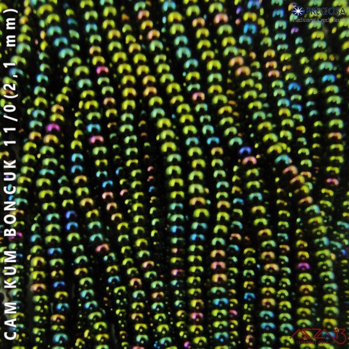 Metalik Janjanlı Neft Yeşil Cam Kum Boncuk 11/0 (2,1 mm) 40 gr