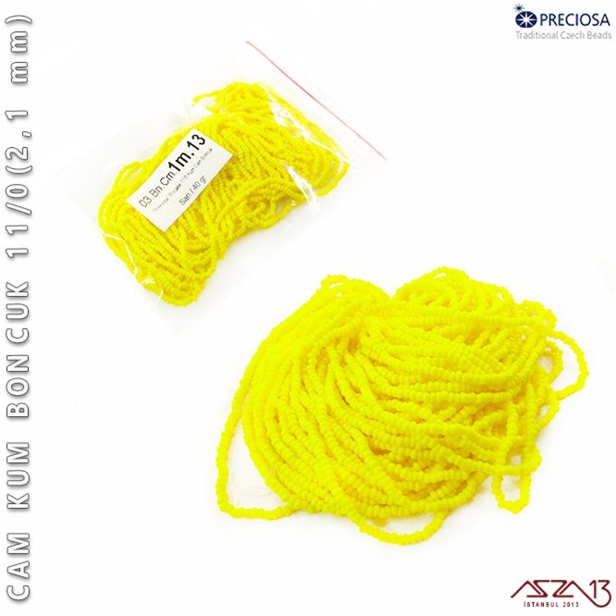 Sarı Cam Kum Boncuk 11/0 (2,1 mm)  40 gr