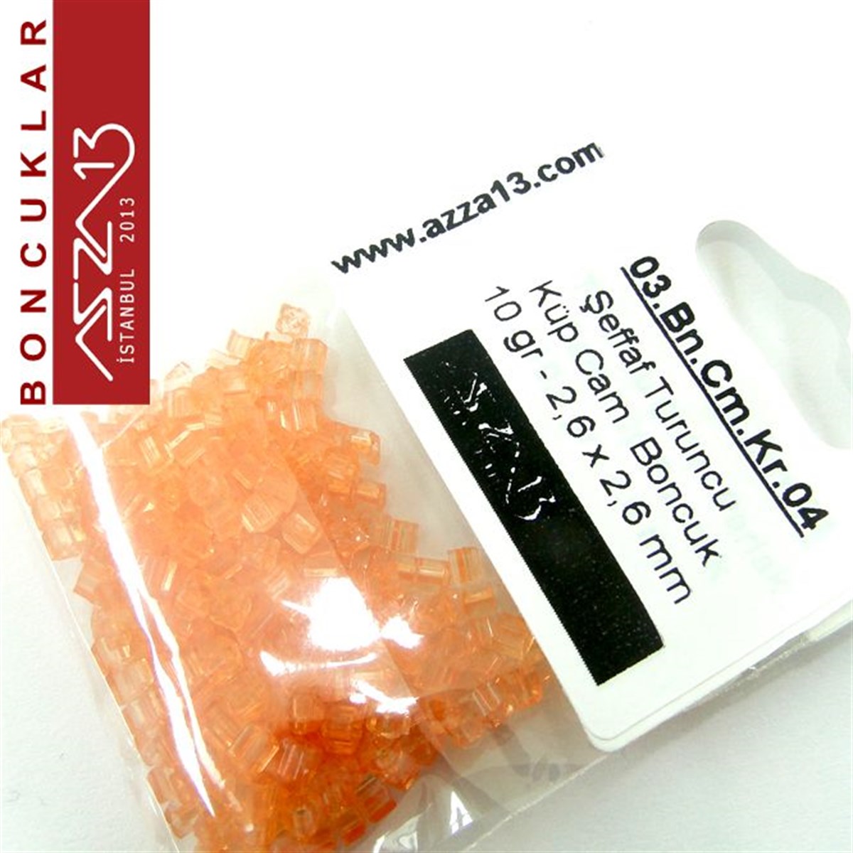 Turuncu Şeffaf 2,6x2,6 mm Küp (Kare) Cam Boncuk / Paket İçeriği 350 Adet