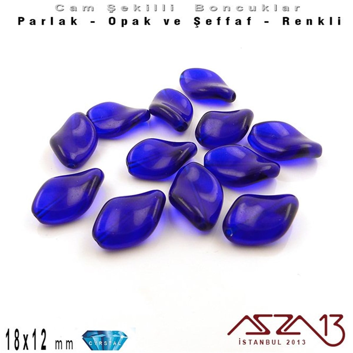 Çek Kristal Yaprak Boncuk - 18x12 mm - Royal Blue - 12 Adet