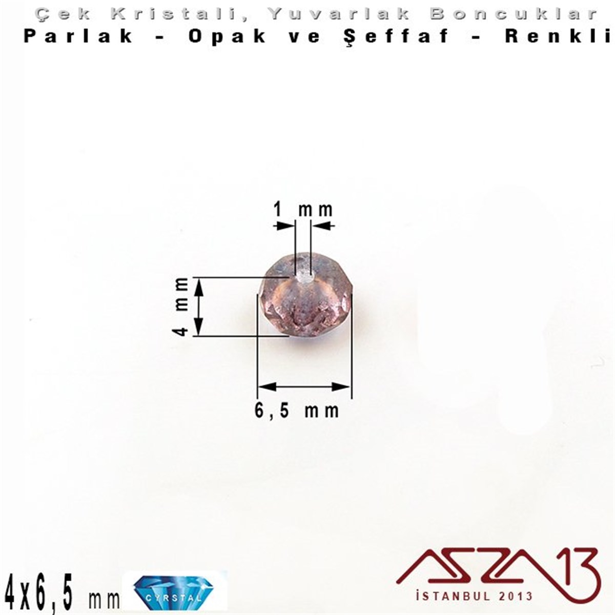 Çek Kristal Donut Yuvarlak Boncuk - 4,0x6,5 mm - Karışık Renk AB - 24 Adet